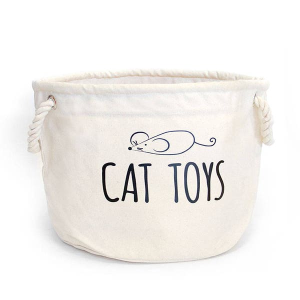 Cat Toys Basket, Cat Toys Storage Bag, Printed Cat Toys Bin, Cat Toys Organiser, Pet Storage