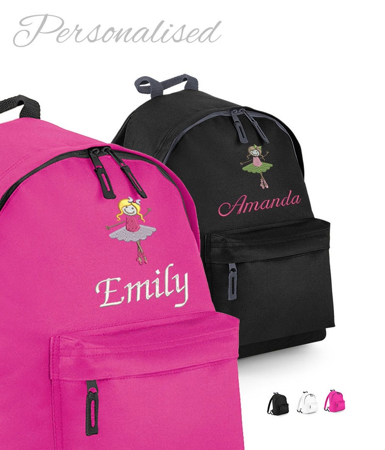 Personalised Children's Ballet Backpack, School Bag with Ballerina, Rucksack image 1