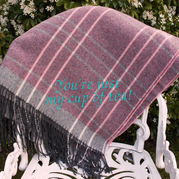 Portland Pink & Grey Personalized Blanket and Throws, Cashmere Throw , Picnic Blanket, Conservatory Throw, Garden Blanket, Gift for Partner