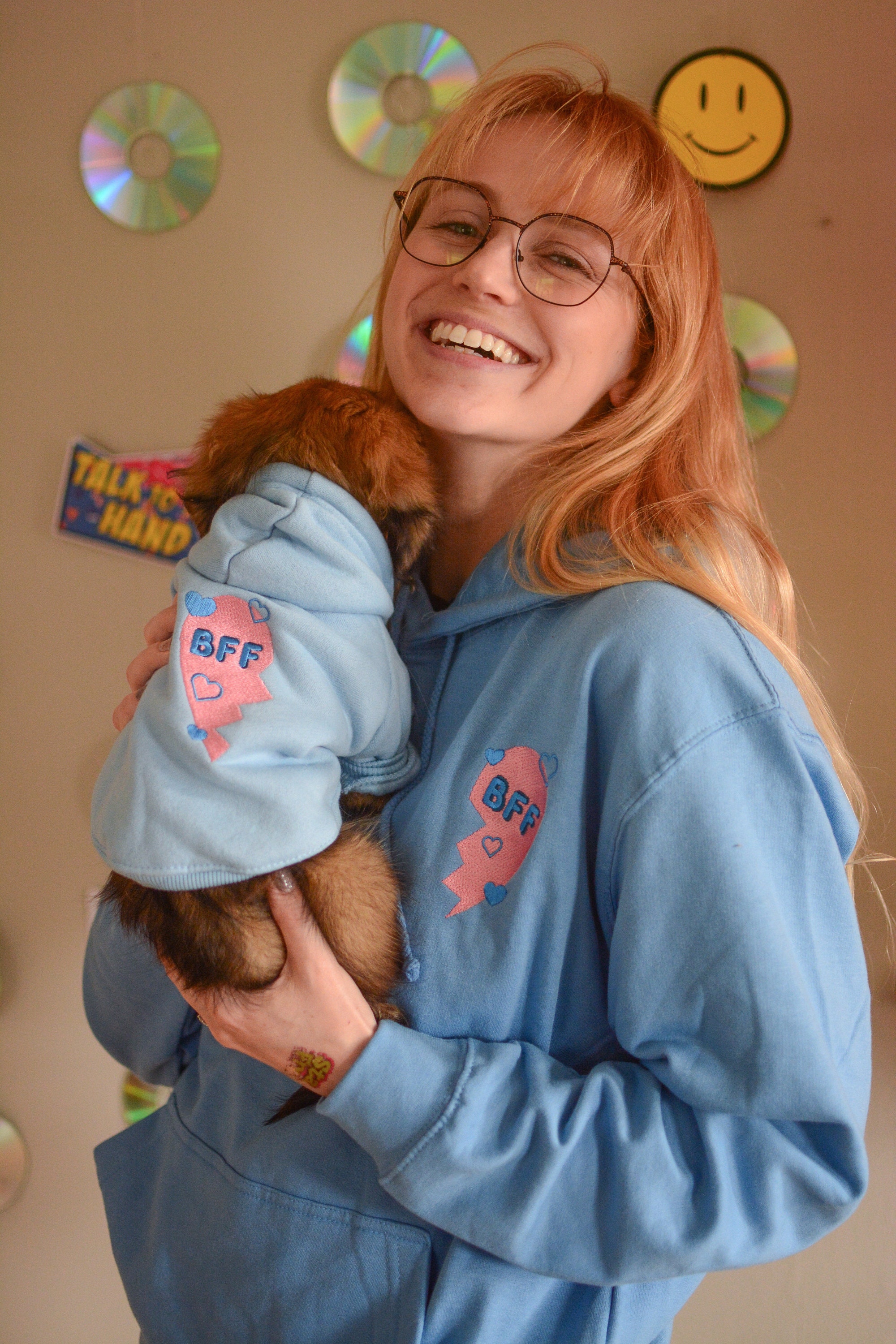 1 BFF Embroidered Dog & Human Matching Hoodies, Best Friend Dog Hoodie, My Dog is My Bestie, Best Friend Gift, Dog Lover Gift, Loungewear