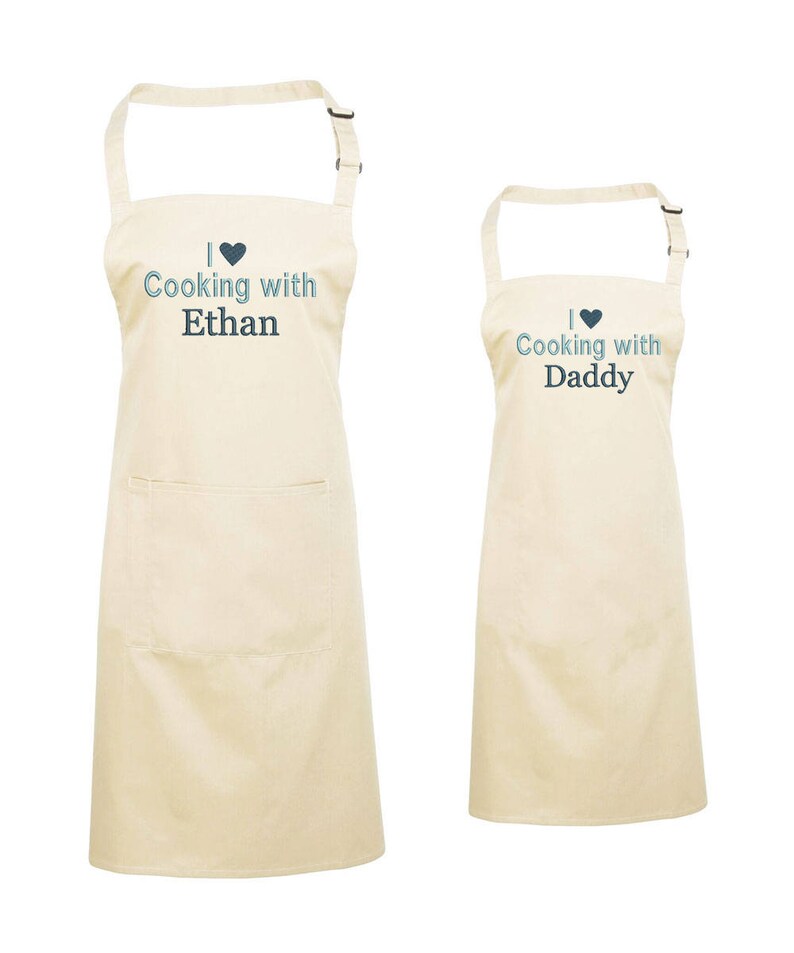Personalised Matching Father and Son Aprons Embroidered Etsy