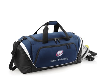 Gepersonaliseerde geborduurde sport jumbo kit tas, sportclubtas, schoolteamtas, sportschool, vechtsporten, cricket, rugby, tennis, voetbal, netbal