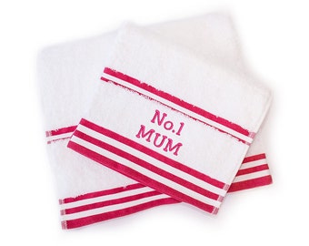 Personalised Mother's Day Gift Towels, Embroidered 100 % Cotton Bath or Hand Towel