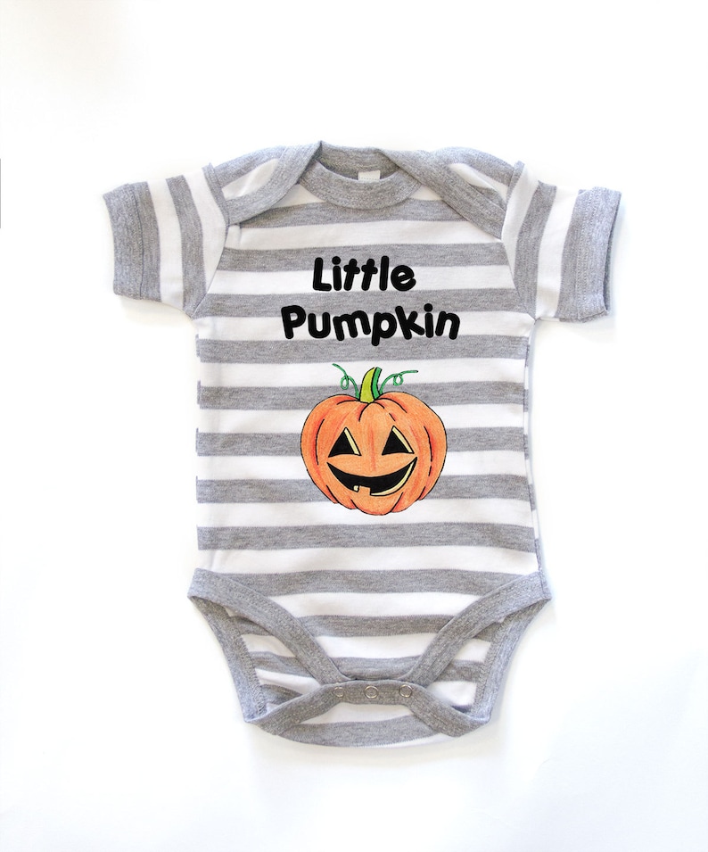 Little Pumpkin Halloween Baby Costume Printed Striped Babygrow SHORT SLEEVE