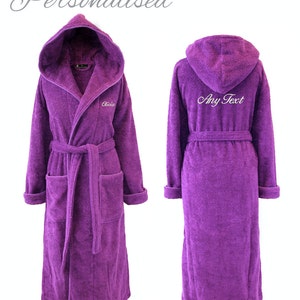 Personalised Purple Hooded Towelling Dressing Gown Bathrobe - Etsy 日本