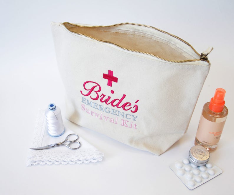 Bride's Survival Kit Bag, Ready to be filled with Wedding Day Essentials, Brides Wedding Gift, Funny Bride Gift image 2