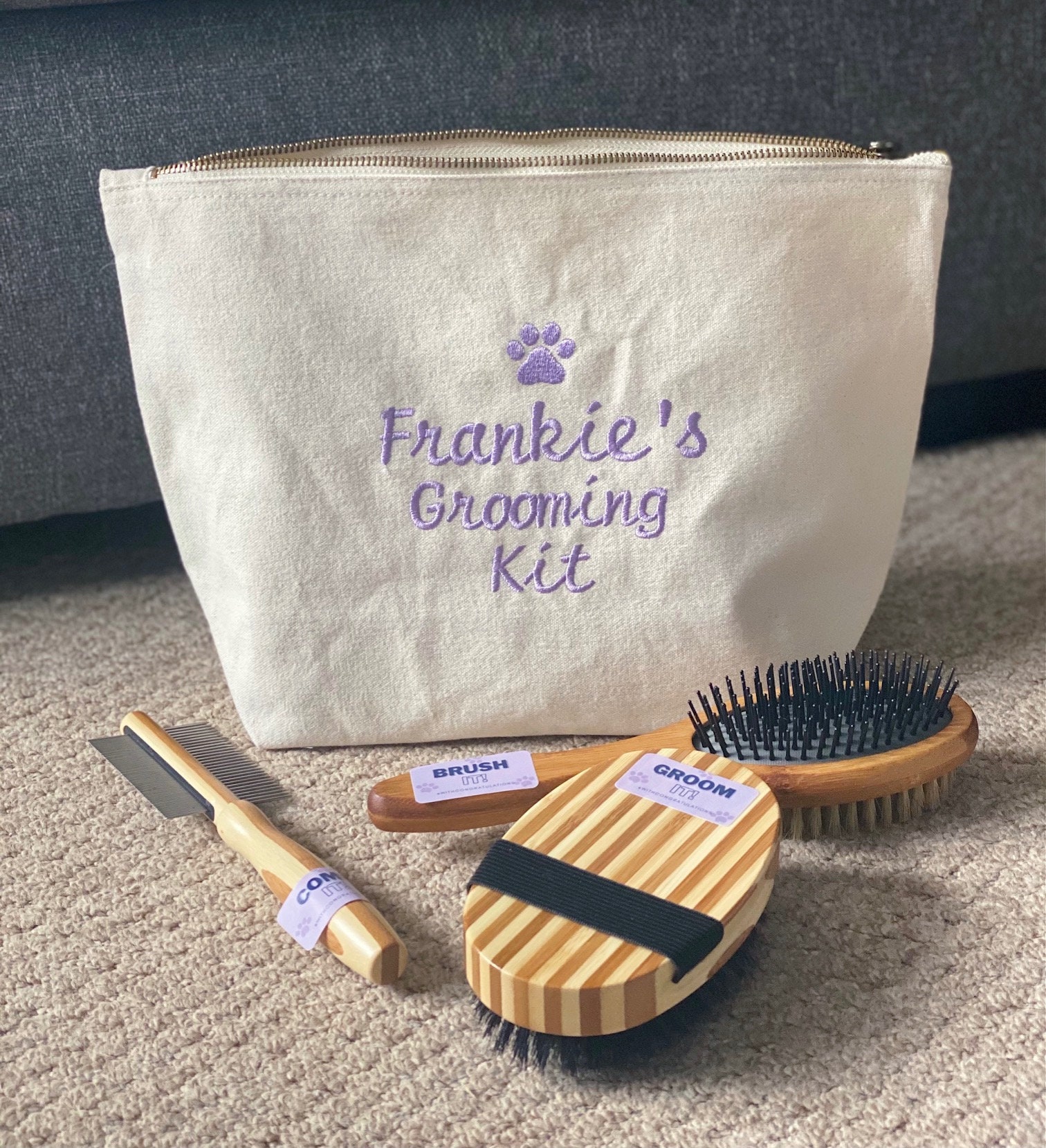 Personalised Dog Grooming Bag with Brushes Dog Grooming Kit Etsy
