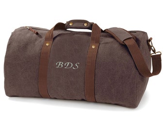 Borsa weekend personalizzata, Ricamata, Aggiungi le tue iniziali, Bagaglio a mano, Stile vintage, Borsa da notte, Borsa da palestra, DUFFEL WASHED CANVAS