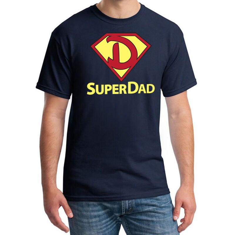 Image of Printed Super Dad T-Shirt, Unique Fathers Day Gifts, Father's Gift Idea, For Dad, Navy