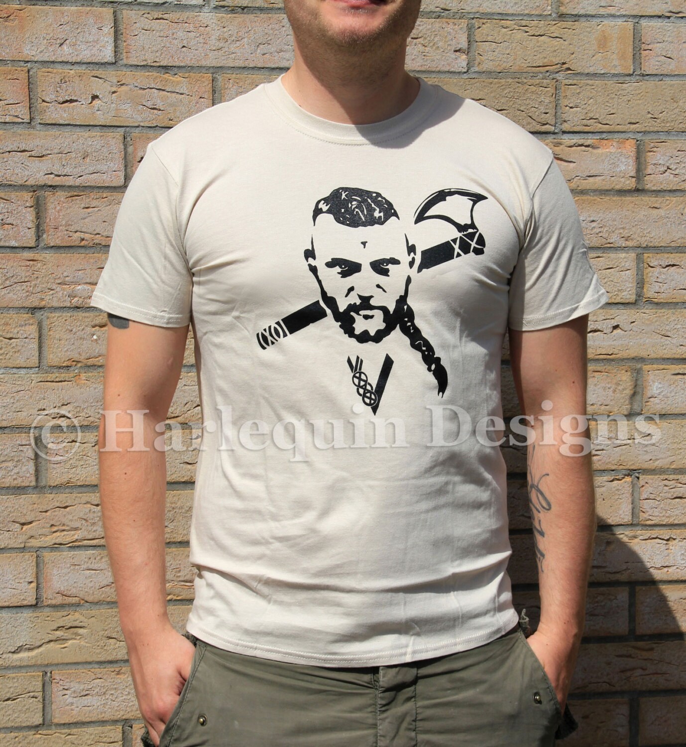 Image of Printed Ragnar Lothbrok T-Shirt, Fan Of Vikings