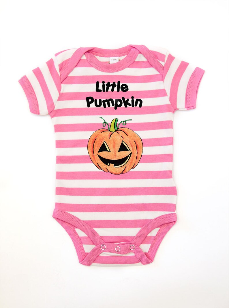 Little Pumpkin Halloween Baby Costume Printed Striped Babygrow SHORT SLEEVE