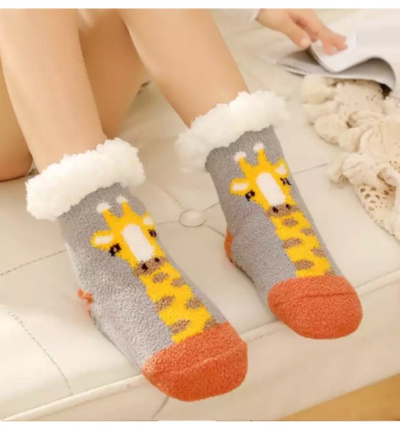 Slipper Socks|Women's Slipper Socks Fluffy Thermal Floor Socks Fleece Lined  Winter Non Slip Socks Warm Bed Socks with Grippers