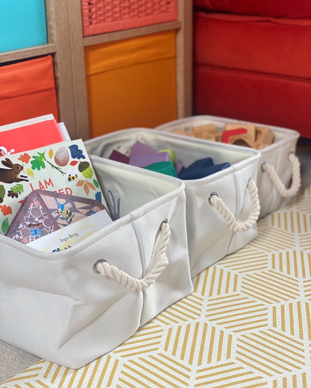 Set/3 X Toy Storage Trug Set Kid's Toy Baskets Storage Etsy