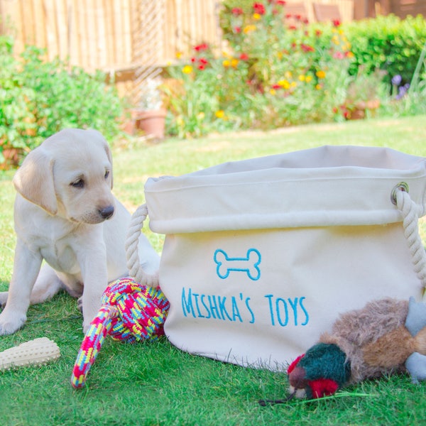 Panier à jouets personnalisé pour chien, Sac de rangement pour jouets pour chien, Corbeille à jouets pour chien, Organiseur de jouets pour chien, Sac de toilettage pour chien, Rangement pour animal de compagnie, Cadeau pour les amoureux des chiens