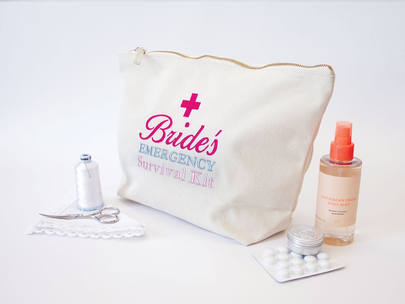 Bride's Survival Kit Bag, Ready to be filled with Wedding Day Essentials, Brides Wedding Gift, Funny Bride Gift image 3