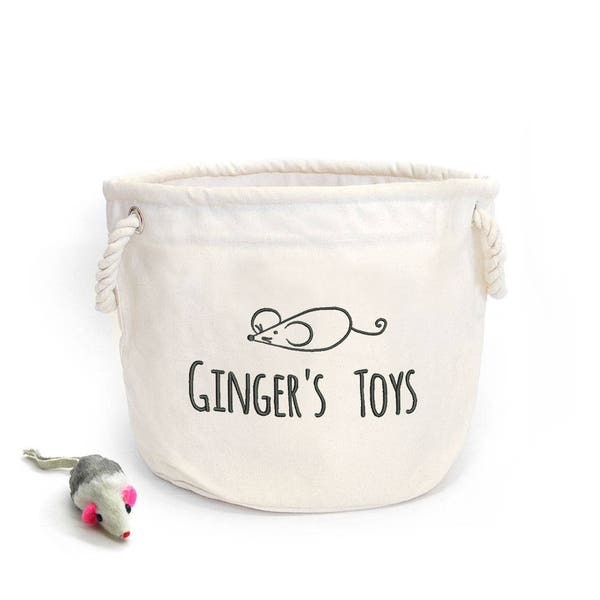 Panier à jouets pour chat personnalisé, sac de rangement pour jouets pour chat, bac à jouets pour chat, organisateur de jouets pour chat, sac de toilettage pour chat, rangement pour animaux de compagnie, cadeau pour les amoureux des chats