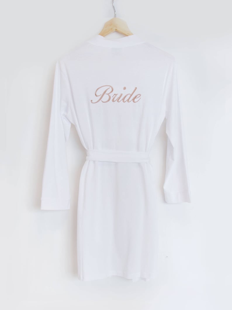 White Jersey Bridesmaid Robes, Personalised Bride Dressing Gowns, Bridesmaids Dressing Gowns, Wedding Robes, Mother of the Bride, Any Text image 8