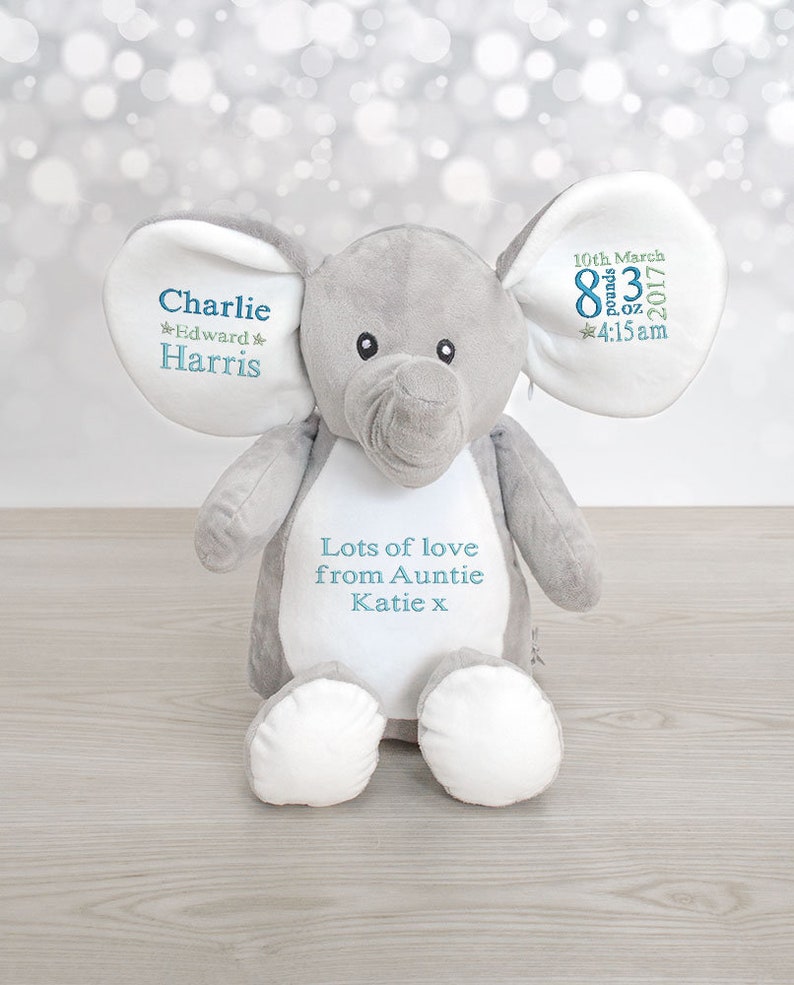 Birth Announcement Elephant Baby Keepsake Baby Boy Girl Gift Etsy