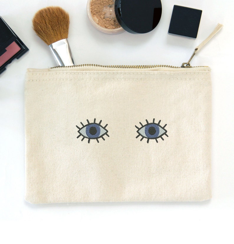 Eyes Make up Bag Embroidered Canvas Cosmetics Pouch Bag - Etsy UK