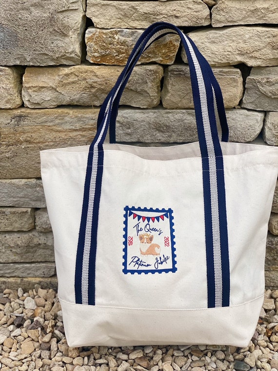 Platinum Jubilee Embroidered Canvas Bag Queen Elizabeth Etsy
