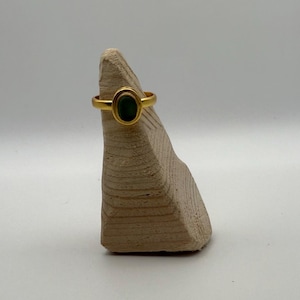 Turquoise Green Sea Glass Ring – One of a Kind Gold Bezel Setting, Handmade Coastal Jewellery – Size N 1/2