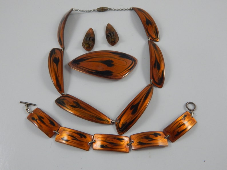 Marca Enamel on Copper Jewelry Set