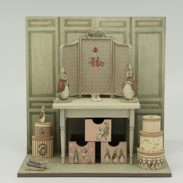 KLBP-pink Kit Dollhouse Miniature Small Beatrix Potter scene 1:12