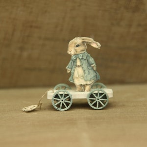 Kit 417 Dollhouse Miniature Pull Trolley Rabbit Boy 1:12