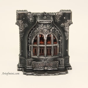 3000-177 Puppenhaus Puppenstube Miniatur Verzierter (unbemalter) Ofen 1:12