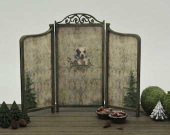 889 Kit Dollhouse Miniature Nostalgia II Folding screen / Table model 1:12