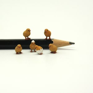 3000-25 Puppenhaus Miniatur Set mit 6 winzigen (unbemalten) Küken 1:12