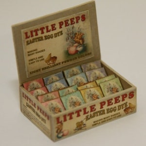 Kit 102 Puppenhaus-Miniaturbox gefüllt mit Ostereier-Farbbeuteln 1:12