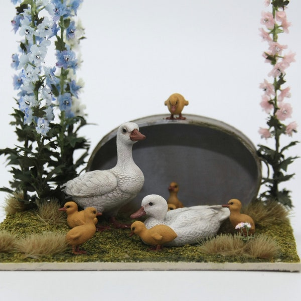 3000-57 Dollhouse Miniature Complete (unpainted) Ducks Family 1:12