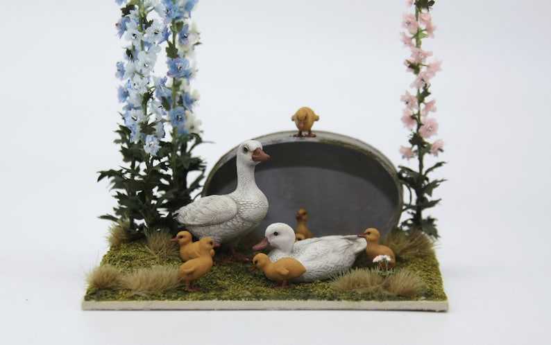 3000-57 Dollhouse Miniature Complete unpainted Ducks Family 1:12 image 1