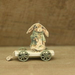 Kit 388 Dollhouse Miniature Pull Cart Rabbit Flapoor 1:12