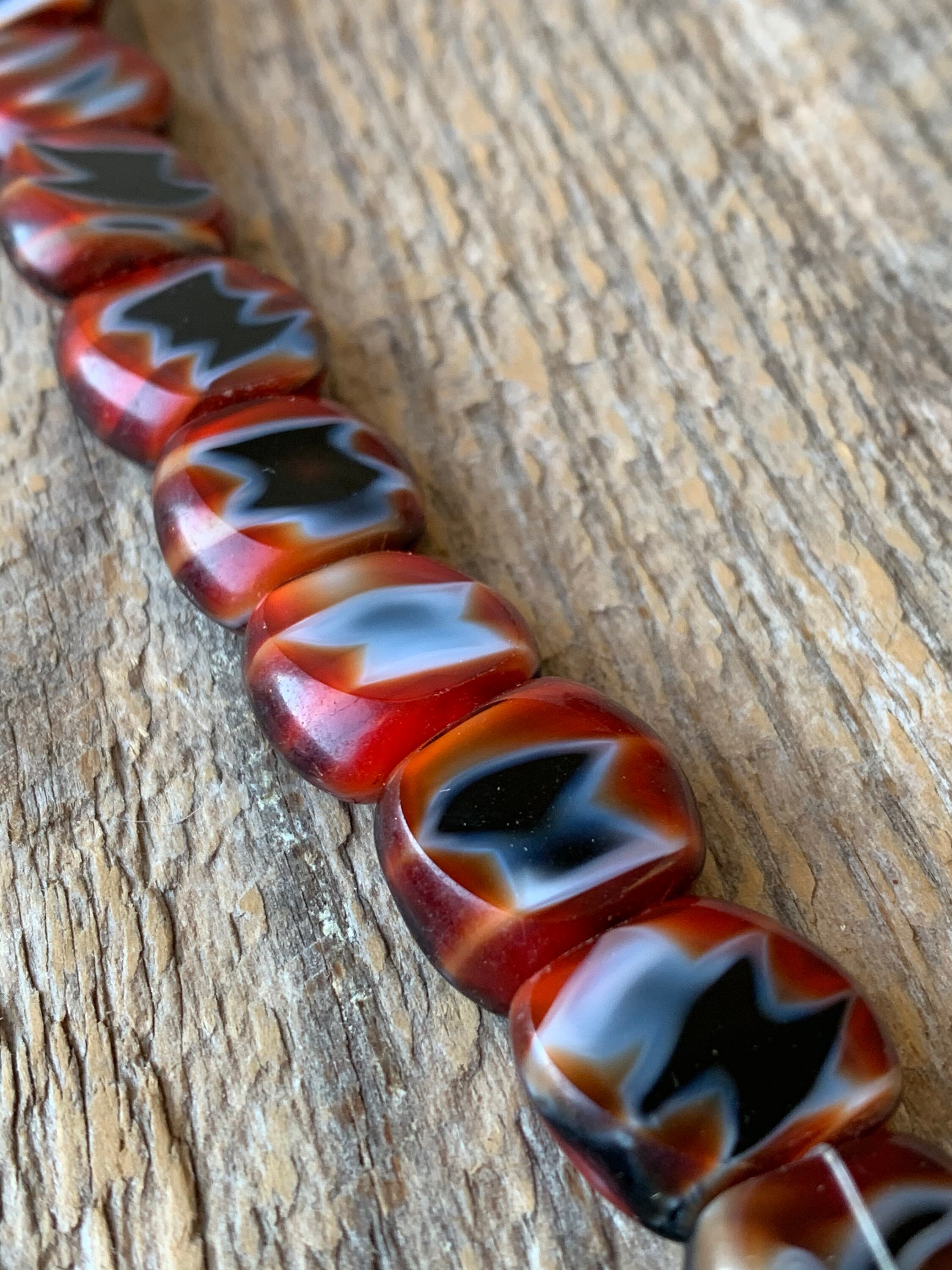 13x15mm Czech Glass Beads Red Orange Black White and Grey Etsy