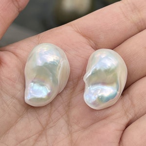 1 paio di perle Fireball di grandi dimensioni, Flameball, perle sciolte barocche con sfumature metalliche naturali, perle d&#39;acqua dolce lucenti