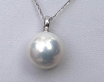 15-16mm Large White Edison Pearl Pendant: Sterling Silver Bale (No Chain)