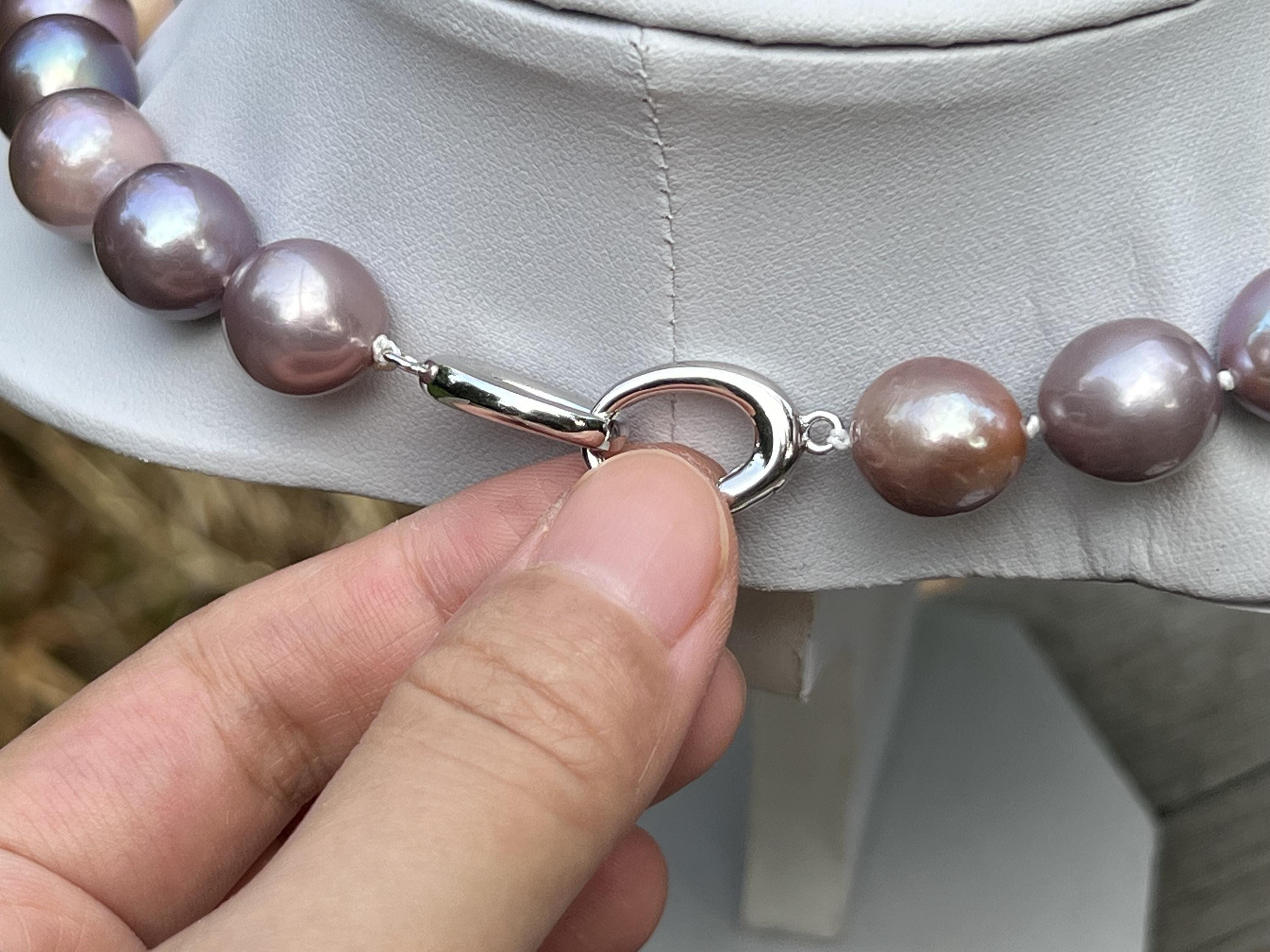 マルチカラーエジソンパールネックレス：スターリングシルバー留め金 