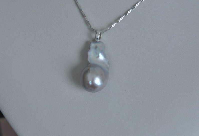 Silver Grey baroque pearl Pendant,firball pearl Pendant