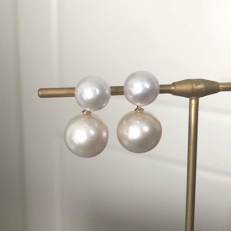 Double Oval Earrings (Pearl)