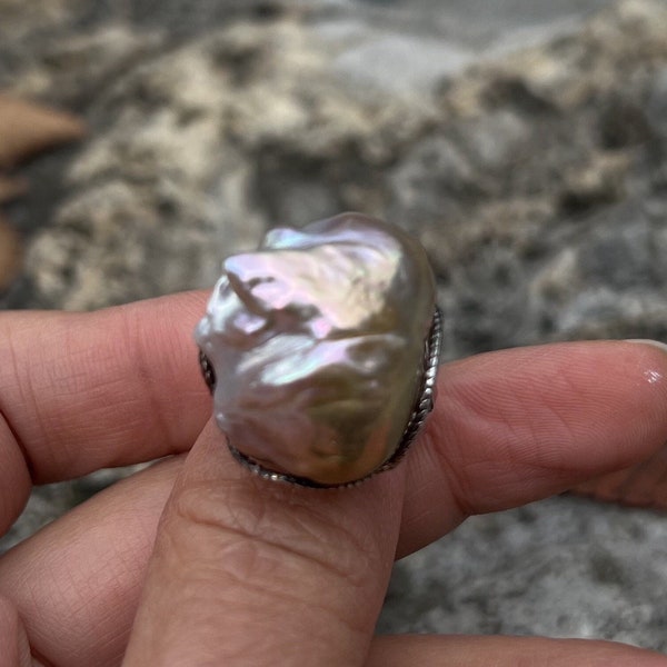 Baroque Pearl Ring Etsy