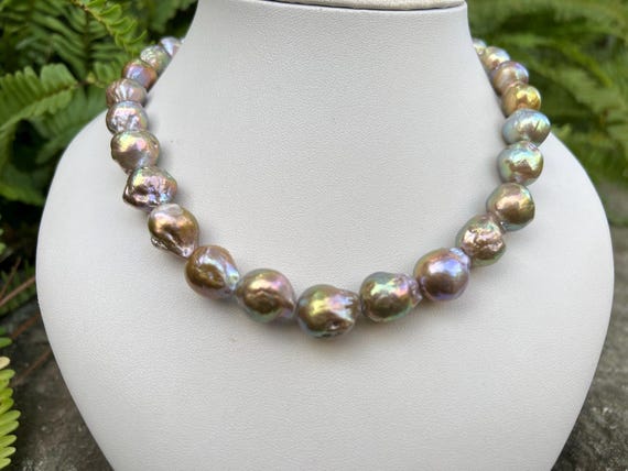 アクセサリー mini baroque pearl necklace 12-14mm Metallic Multicolor Baroque Pearl Necklace,large