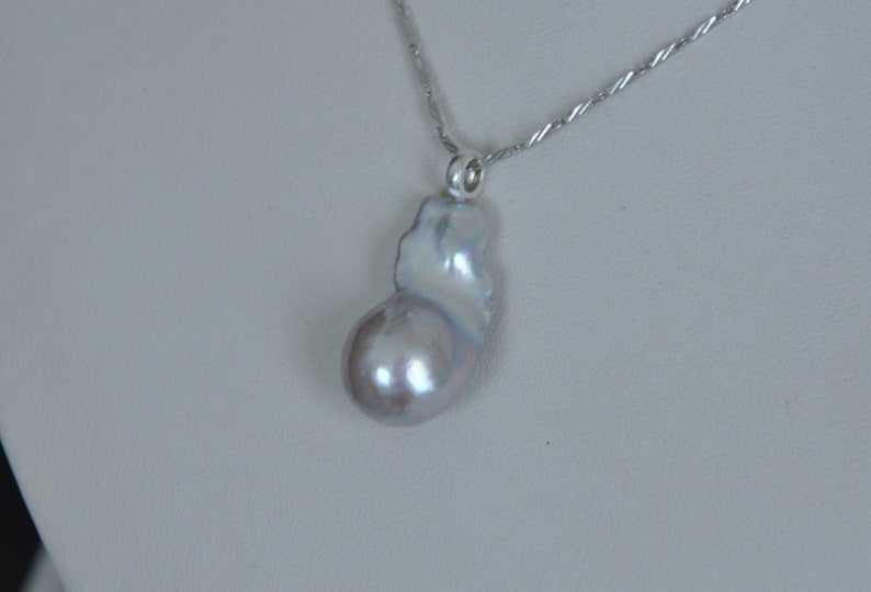 Silver Grey baroque pearl Pendant,firball pearl Pendant
