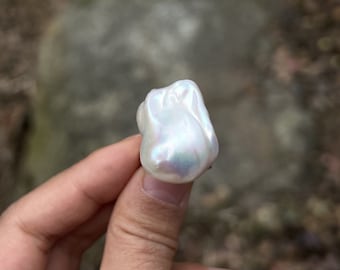 Large Baroque Pearl Sterling Silver Ring: Handmade Statement Jewelry