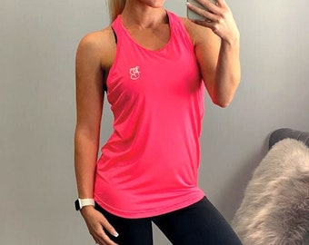 Racer back comfy fit sports vest top - Neon pink