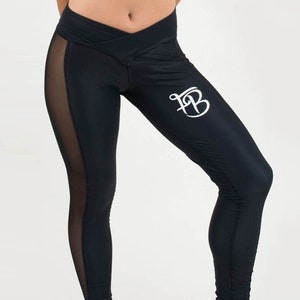 Black Mesh Panel Disco Slinky Leggings