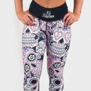 Candy skull gym leggings with zip pocket - Version 1