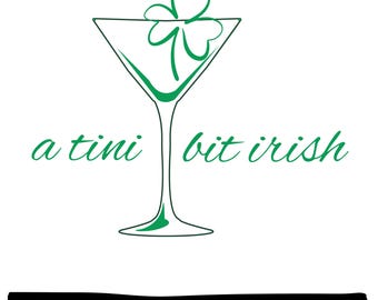 Een Tini-bit Iers, digitaal png-bestand, St. Patrick's Day-shirtontwerp, Martini-ontwerp