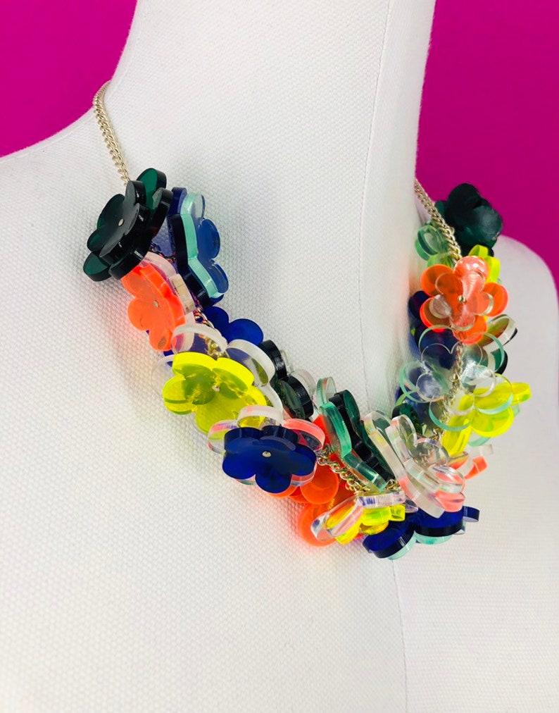 Flower Power Necklace Acrylic Necklace Acrylic Jewellery Etsy